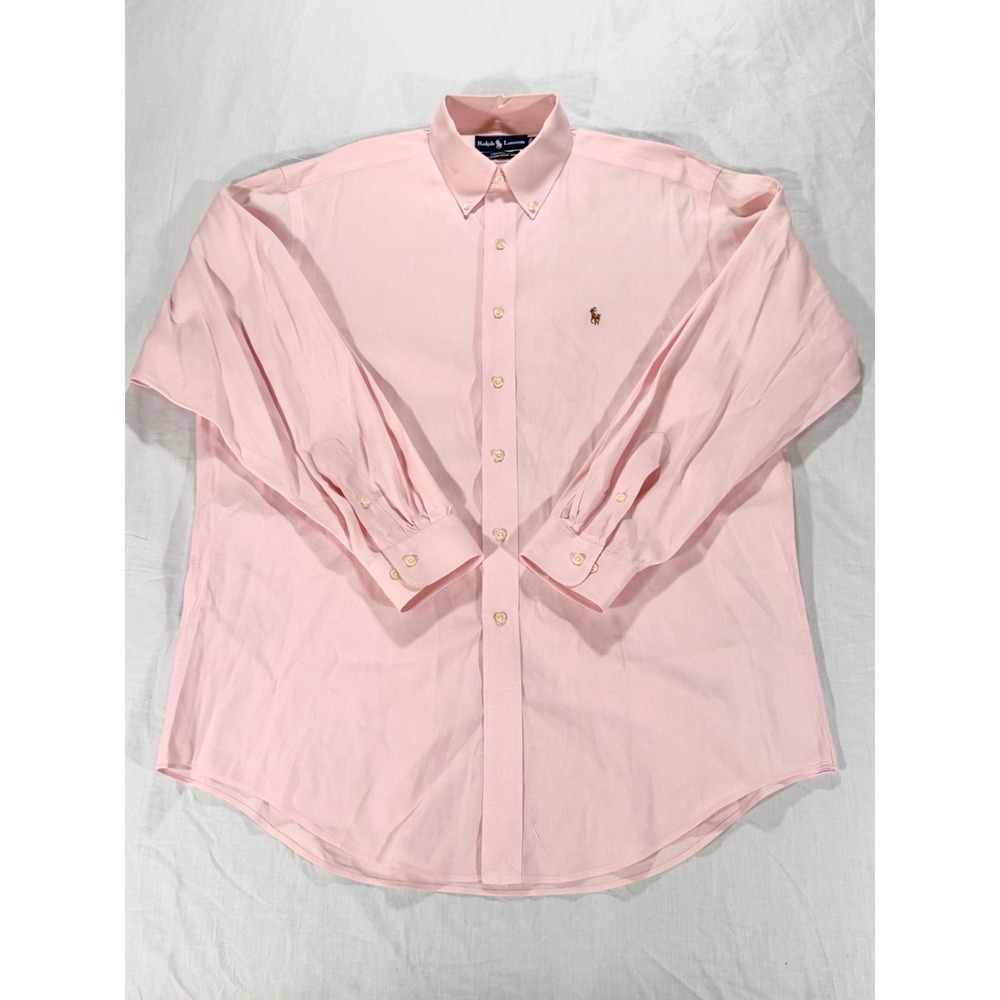 Ralph Lauren Yarmouth Men's 16 34/35 Pink Oxford Shirt Pony Long Sleeve